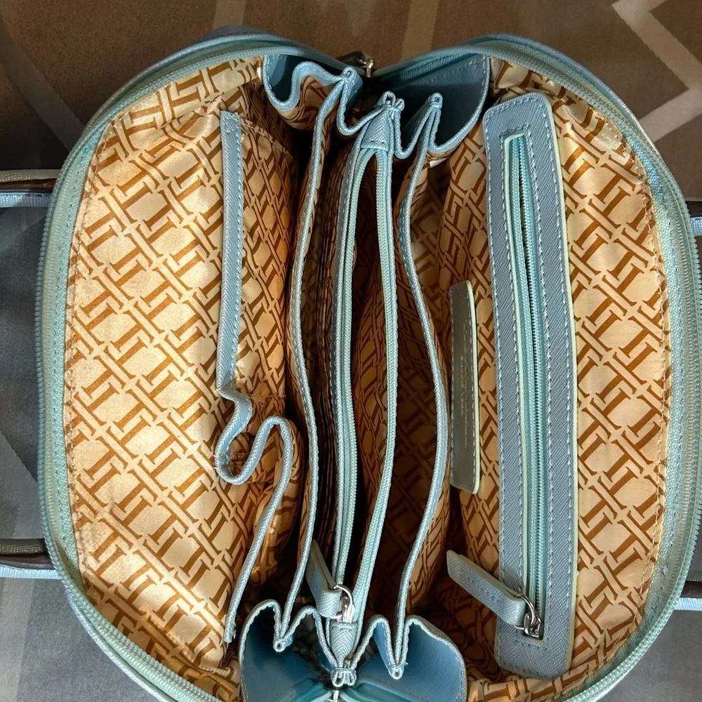 Tignanello Light Blue Leather Satchel Purse - Picture 6 of 13